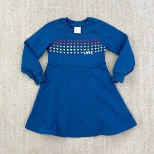 Hanna Andersson Girls Toddler Long Sleeve Cotton Sweatshirt Love Heart Dress 4